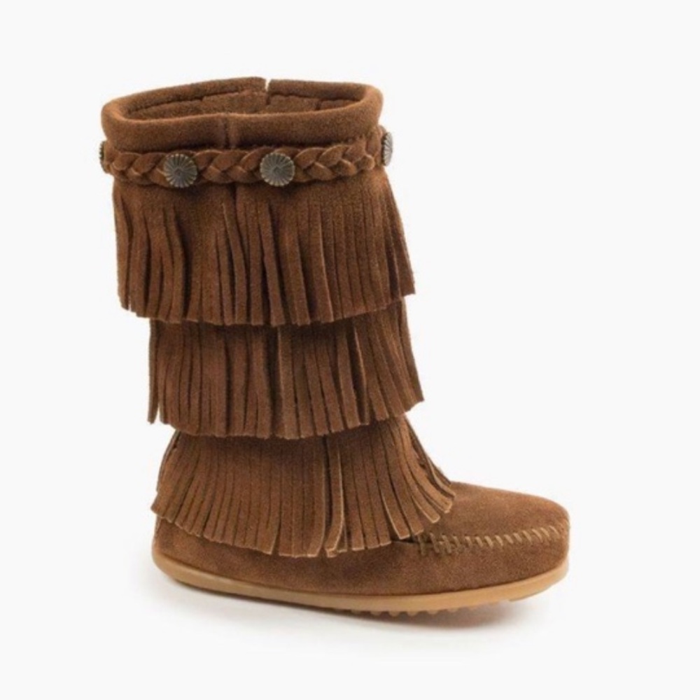 Minnetonka Fringe Suede Kids Boots